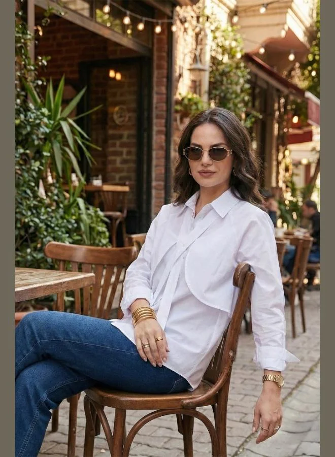 ليلا Lela Cotton Relaxed Fit Shirt with Tie Detail Women's SHIRT 6925408